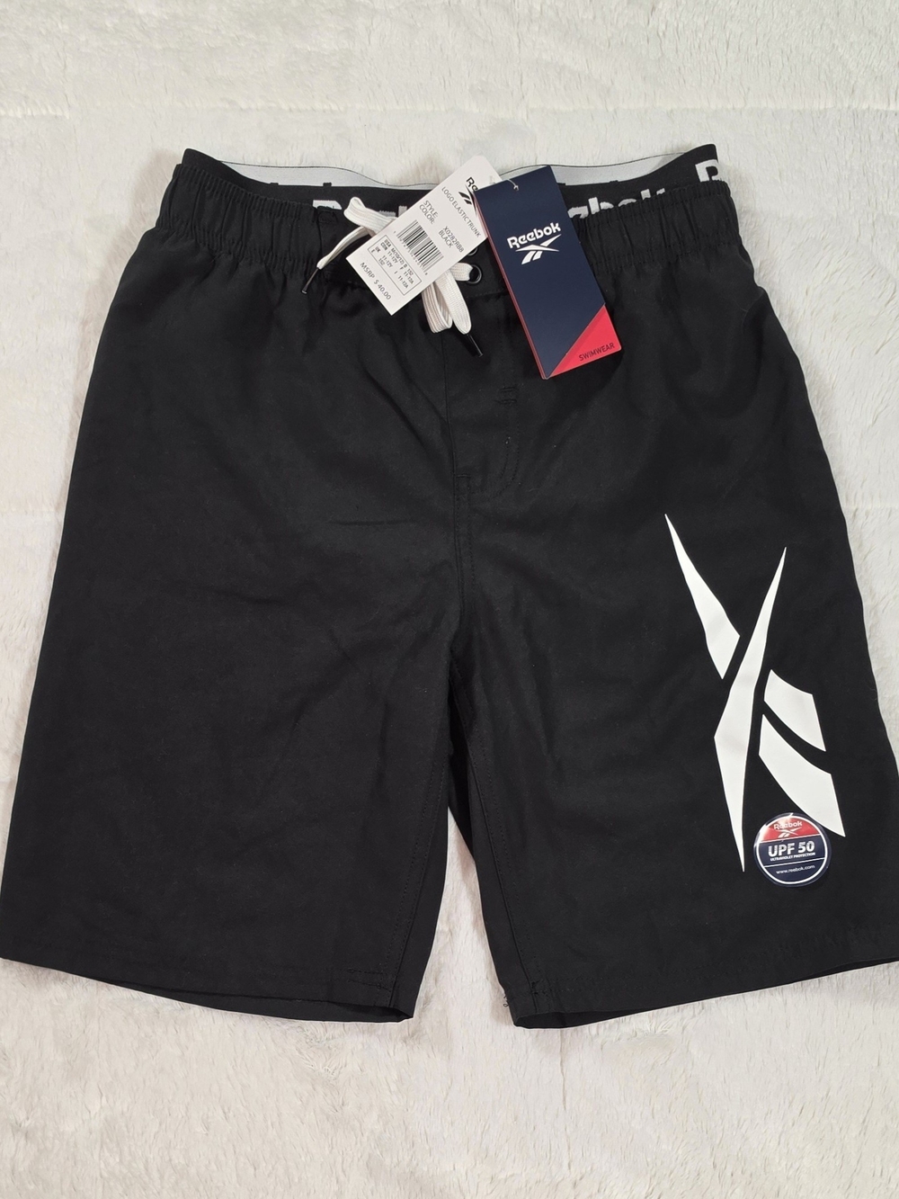 Reebok Black Kids Swim Trunks with White Graphic(SW300-21)
